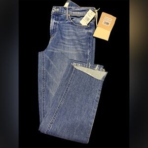 MOTHER Mid Rise Dazzler Frayed Step Ankle